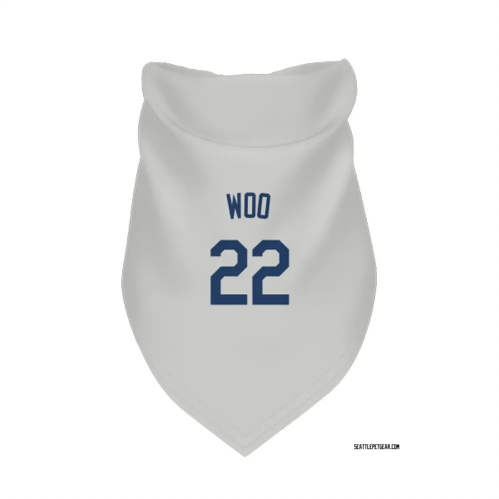Seattle Mariners Bryan Woo Gray Pet Bandana for Dog & Cat