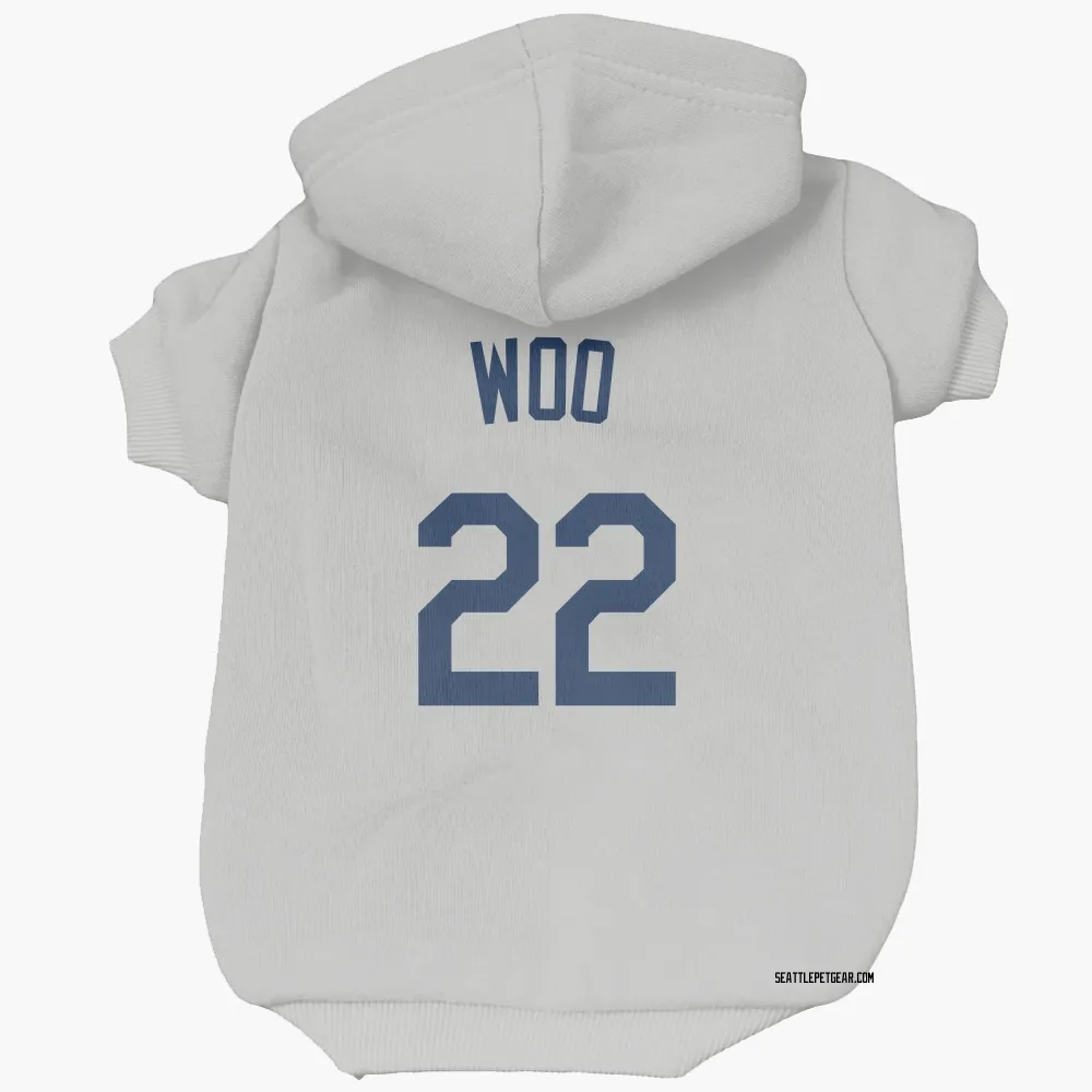 Seattle Mariners Bryan Woo Gray Pet Hoodie for Dog & Cat