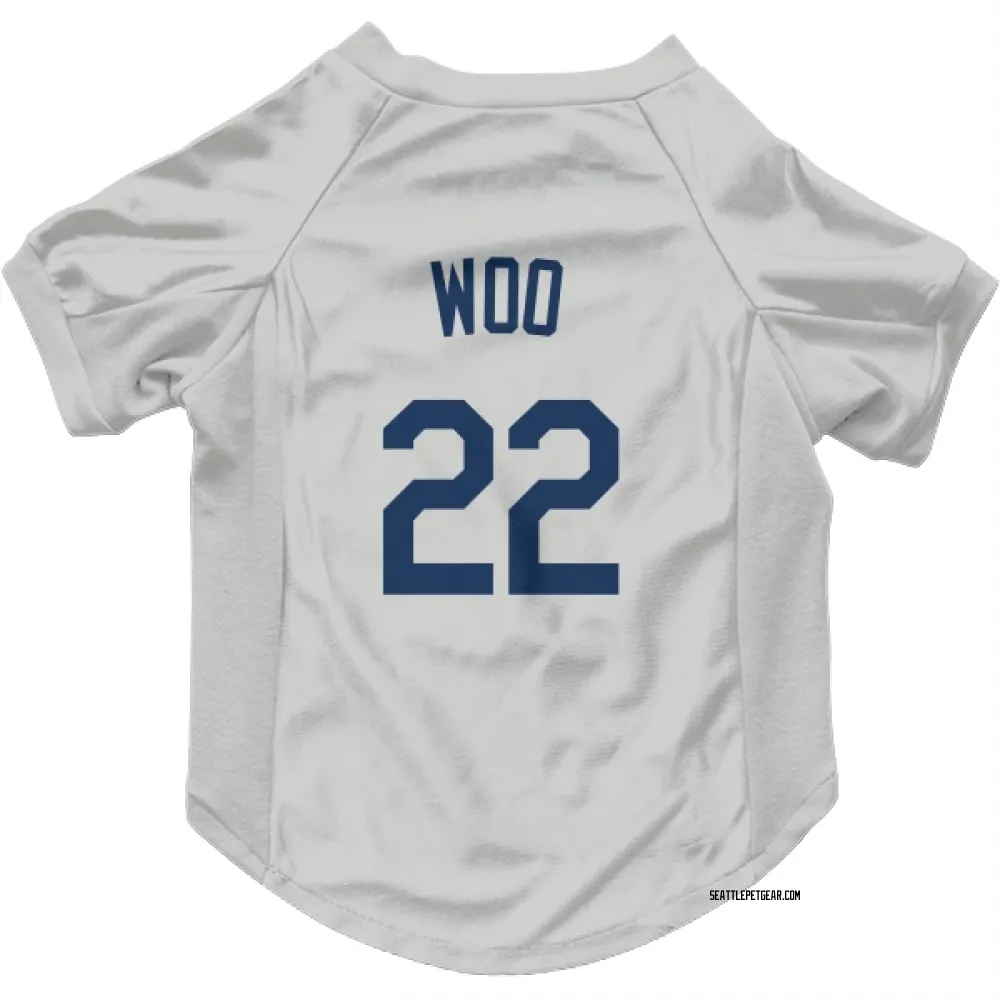 Seattle Mariners Bryan Woo Gray Pet Jersey for Dog & Cat