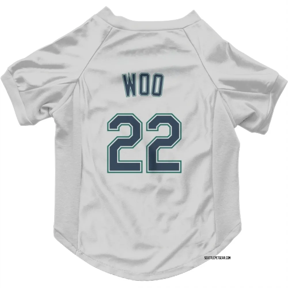 Seattle Mariners Bryan Woo White Pet Jersey for Dog & Cat