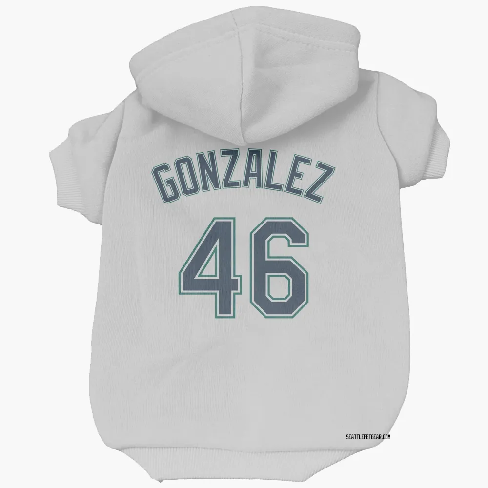 Seattle Mariners Domingo Gonzalez White Pet Hoodie for Dog & Cat