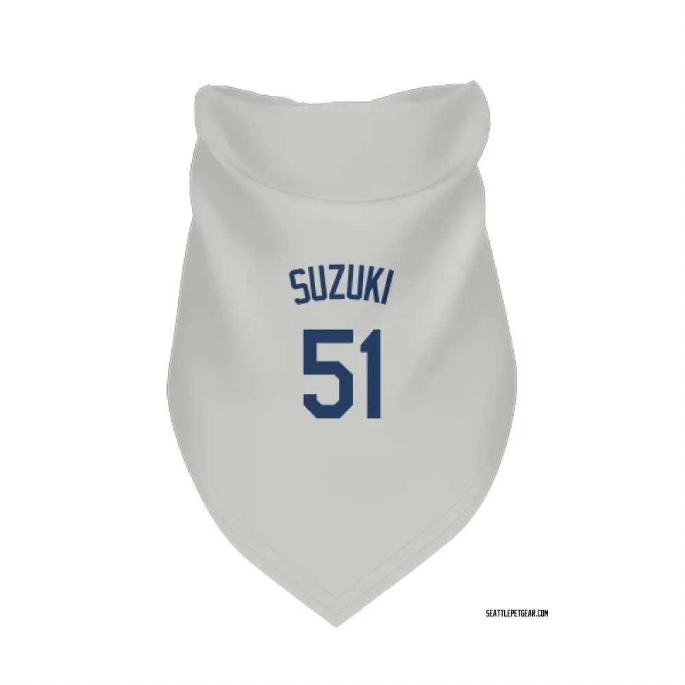 Seattle Mariners Ichiro Suzuki Gray Pet Bandana for Dog & Cat