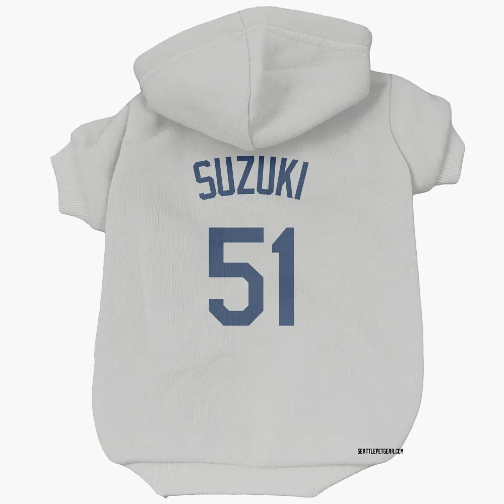 Seattle Mariners Ichiro Suzuki Gray Pet Hoodie for Dog & Cat