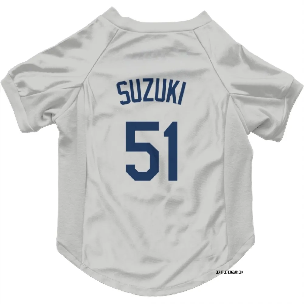 Seattle Mariners Ichiro Suzuki Gray Pet Jersey for Dog & Cat