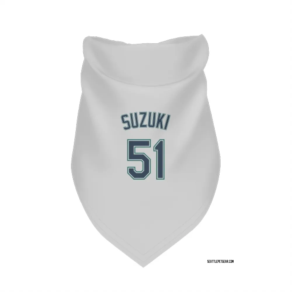 Seattle Mariners Ichiro Suzuki White Pet Bandana for Dog & Cat