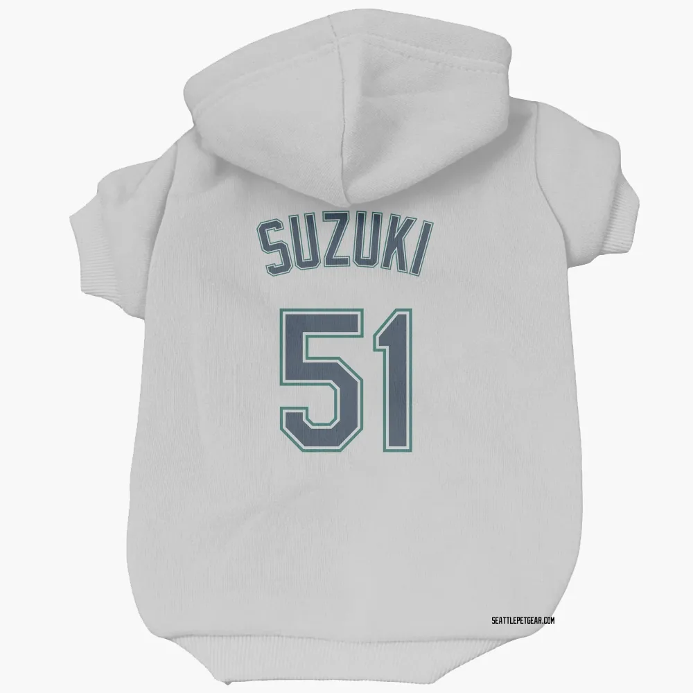 Seattle Mariners Ichiro Suzuki White Pet Hoodie for Dog & Cat