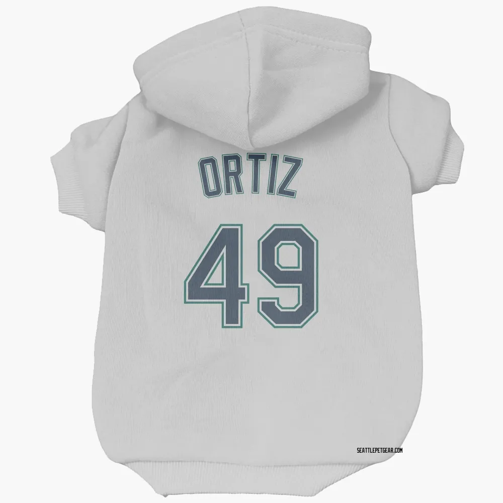 Seattle Mariners Robinson Ortiz White Pet Hoodie for Dog & Cat